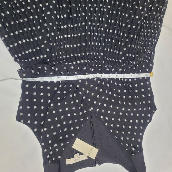 NEW LOFT black polka-dot sleeveless pleated dress 6P - Picture 9 of 10